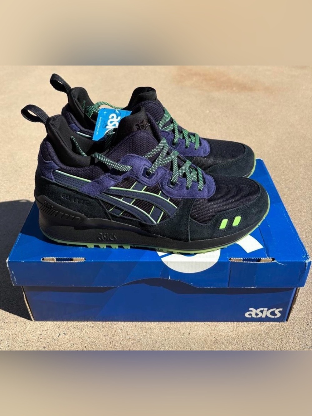 NEW-ASICS Gel Lyte MT Black Peacoat Purple Green Suede Sneakers Shoes-Mens 8